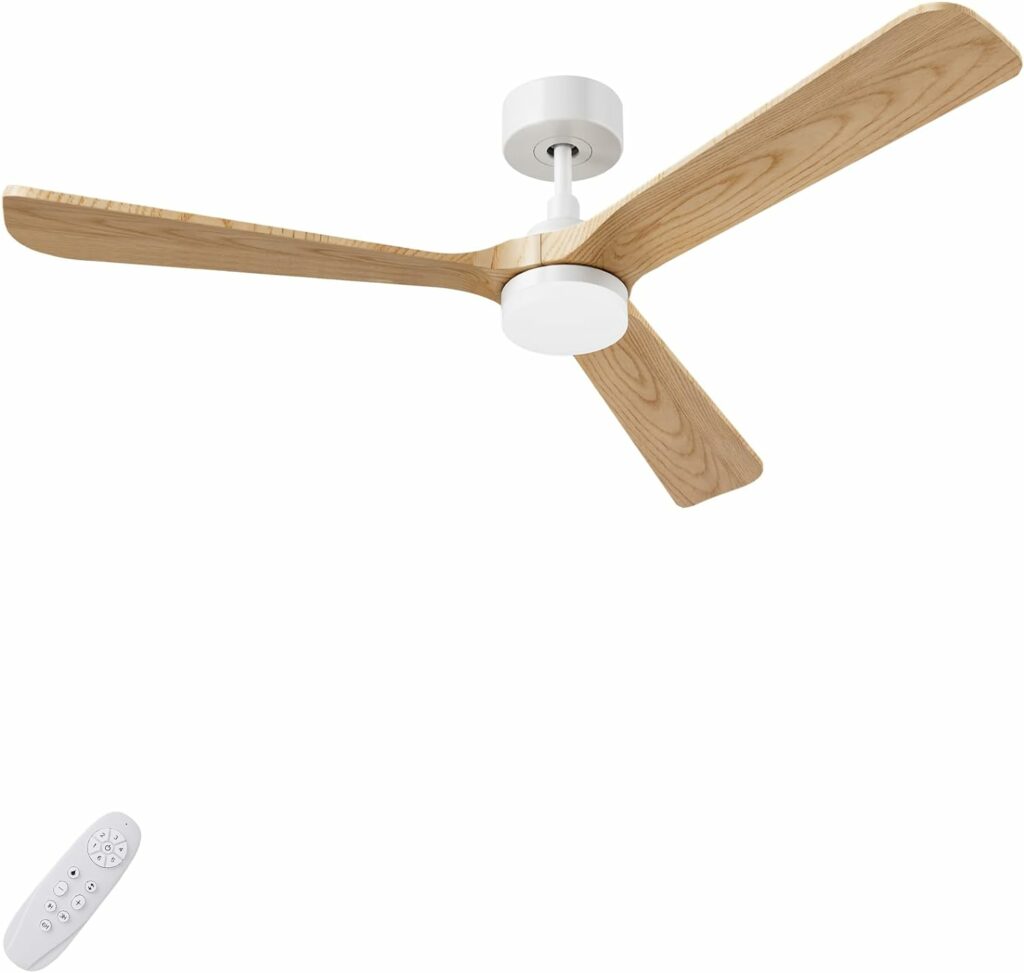 AUTODAY Ventilateur plafond silencieux en bois avec lampe