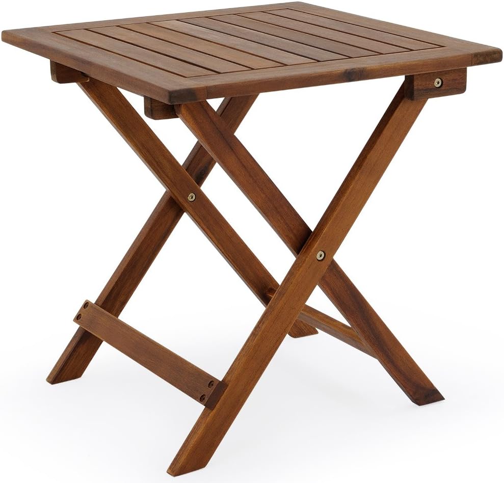 Deuba Table Basse Pliante en Bois d'acacia 46x46cm