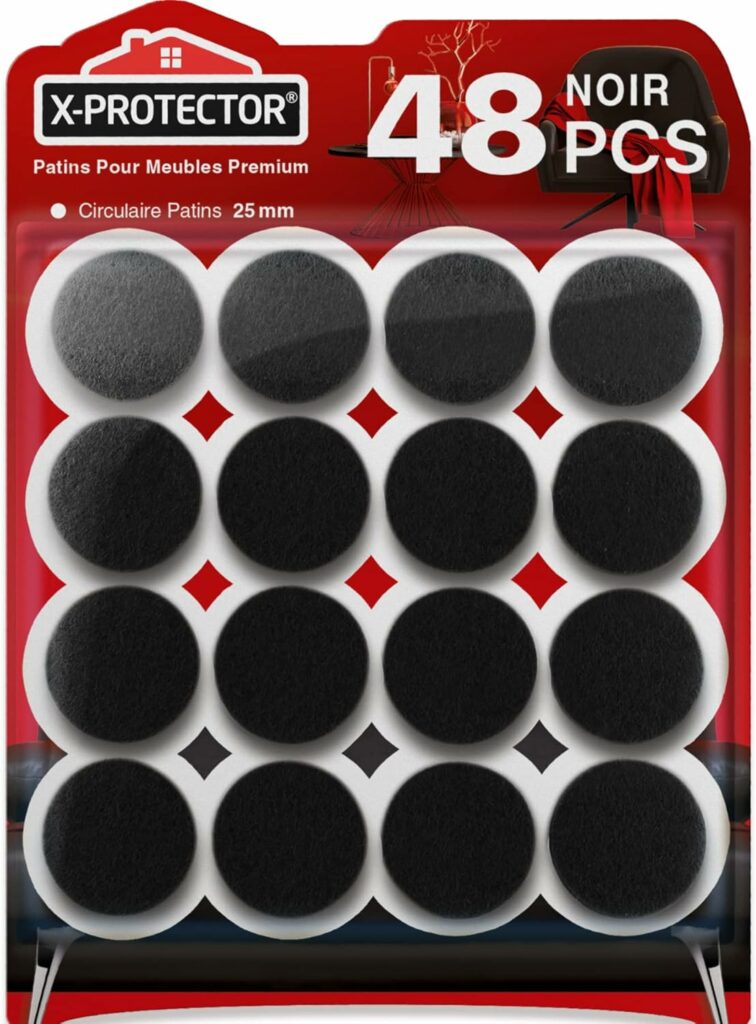 Patins en Feutre Auto-Adhésifs 48 PCS 25 mm X-Protector