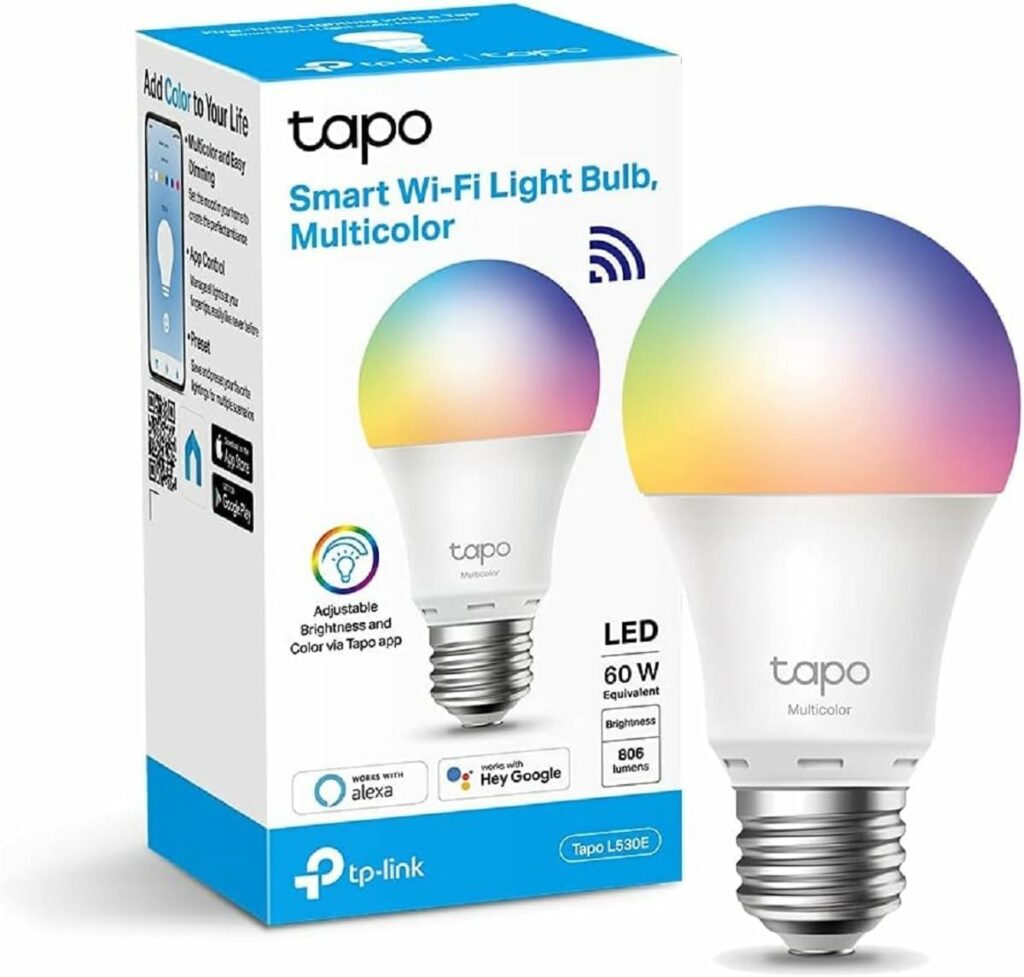 Tapo Ampoule connectée WiFi, ampoule LED E27 multicolore 2500K-6500K