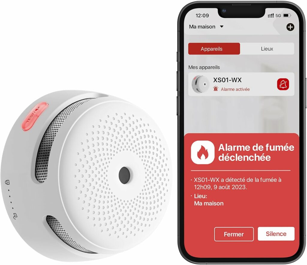 X-Sense Détecteur de fumée connecté avec pile remplaçable