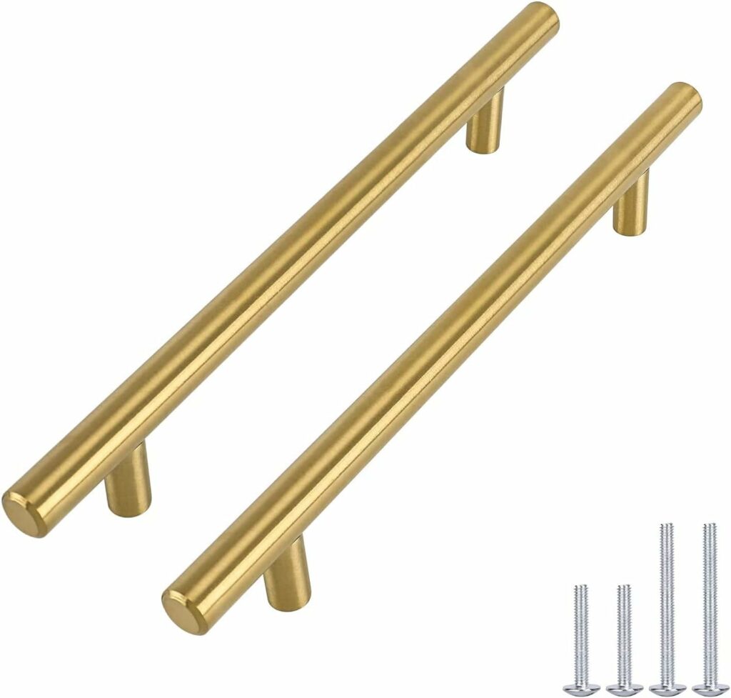 goldenwarm Lot de 5 Poignée Placard Laiton LS201GD256