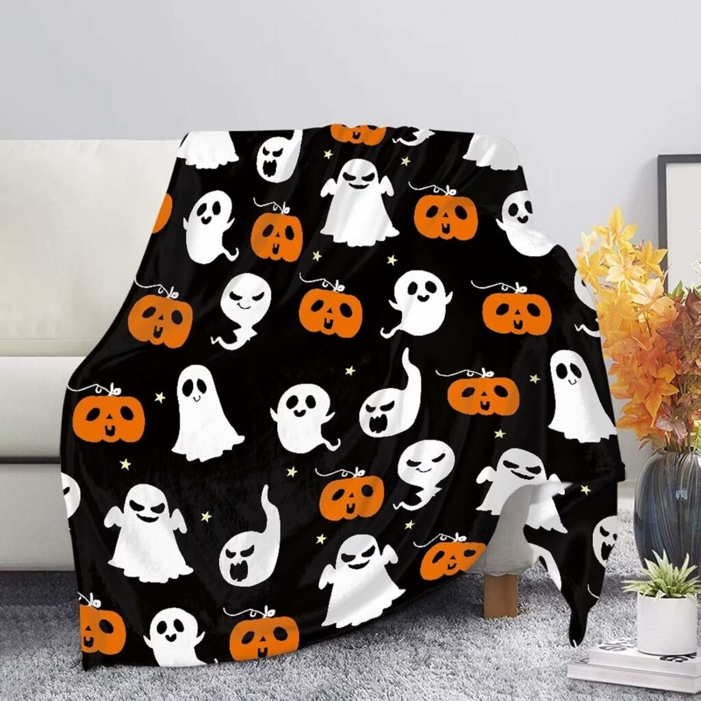 Coloranimal Couverture plaid Halloween citrouille fantôme