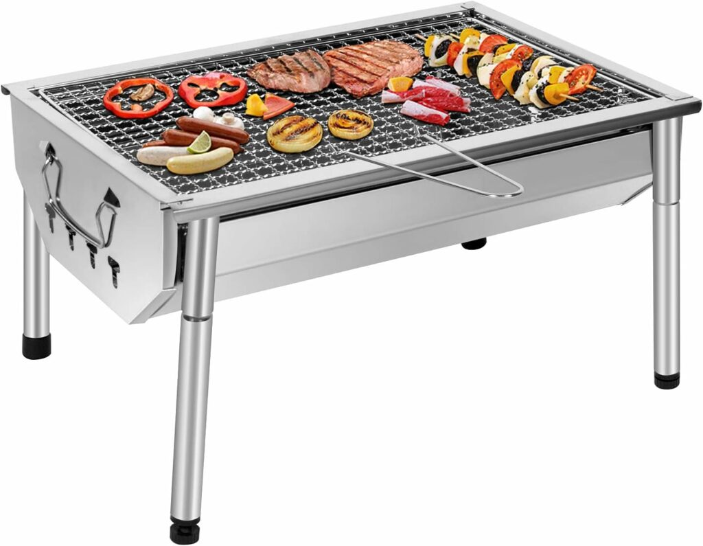 SunJas Barbecue ajustable en inox à charbon de bois