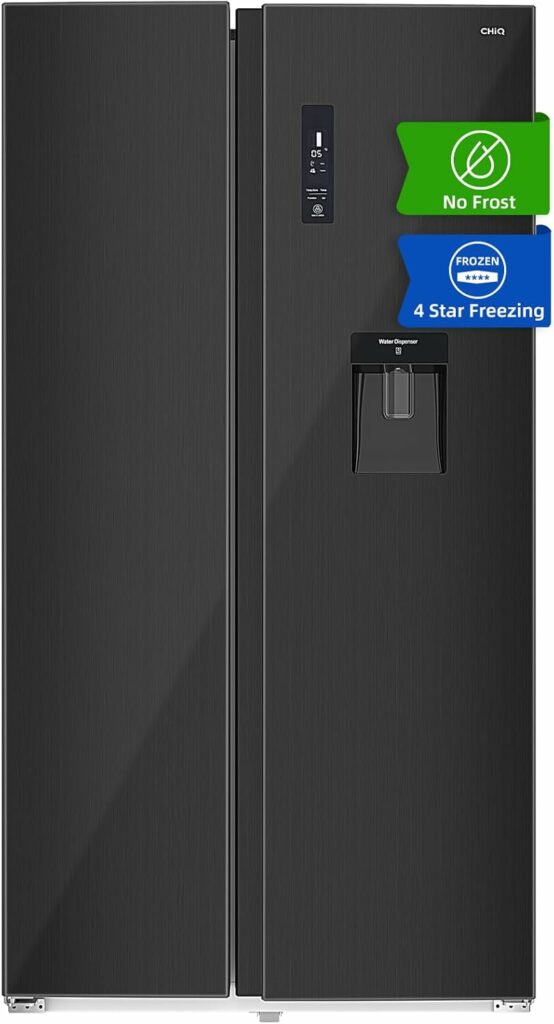 CHIQ FSS559NEI42D réfrigérateur congélateur american, 559L, froid ventilé,no frost, noir,39db, distributeur d'eau 5.5 litres