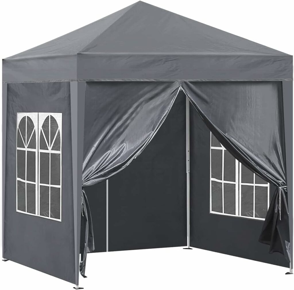 CLIPOP Tonnelle de Jardin 3 x 3 m Tente Pavillon avec 4 Panneaux latéraux et Sac de Transport, Protection du Soleil UV 50+ Tonnelle Pliante pour Mariage, Camping, Plage