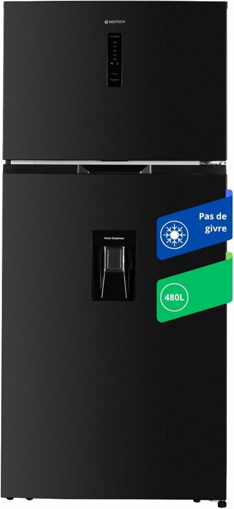 GEDTECH Réfrigérateur Américain Double Porte GDP480NFDX 480L - No Frost - Distributeur d'eau - Dark Inox