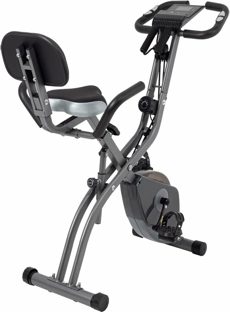 Magic Life Vélo d'appartement pliable avec 10 niveaux de résistance magnétique réglable Vélo stationnaire pliable droit et incliné est le vélo d'entraînement parfait pour un usage domestique