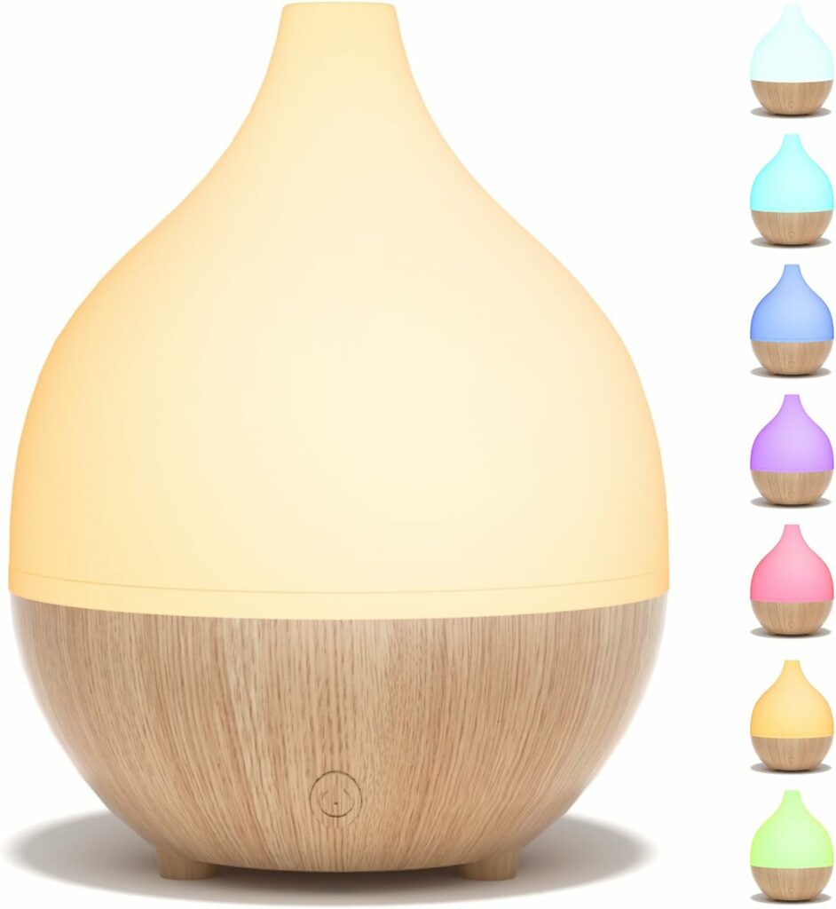 SALKING Diffuseur d'Huile Essentielle, 100ml Ultrasonique Diffuseur Huiles Essentielles Electrique, Humidificateur d'air avec Lumière Chaude Arrêt Automatique pour Chambre, Spa, Yoga, Massage
