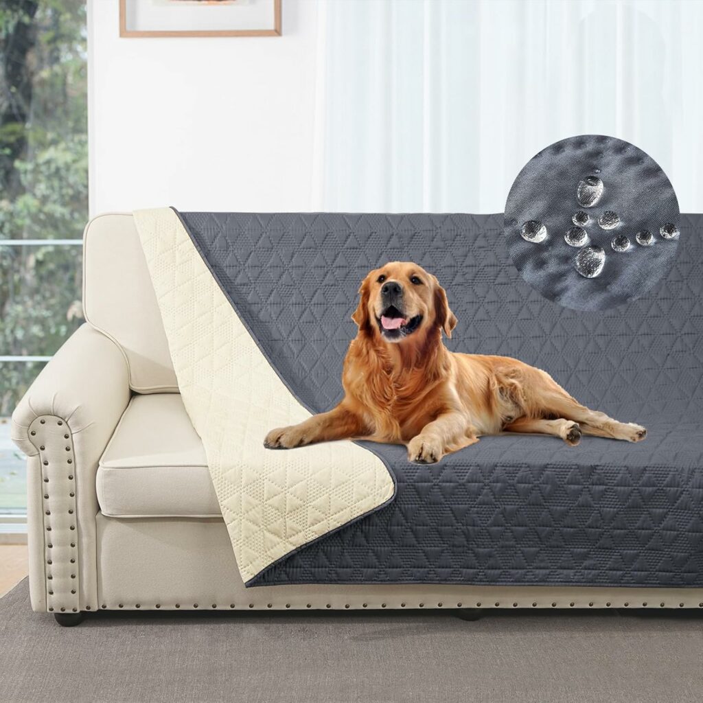 Taiyang Housse de canapé 100% imperméable, Housse de lit, Housse pour Animaux de Compagnie, canapé, Housse pour Meubles de canapé, Convient aux Enfants, Chiens, Chats (Gris, 132-208 cm)